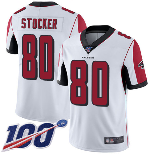 Atlanta Falcons Limited White Men Luke Stocker Road Jersey NFL Football 80 100th Season Vapor Untouchable